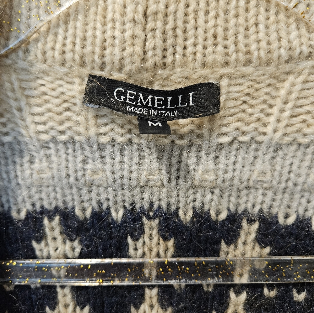 Gemelli Cardigan Sweater womans size M itialian heavy knit mohair blend pockets - Picture 4 of 7